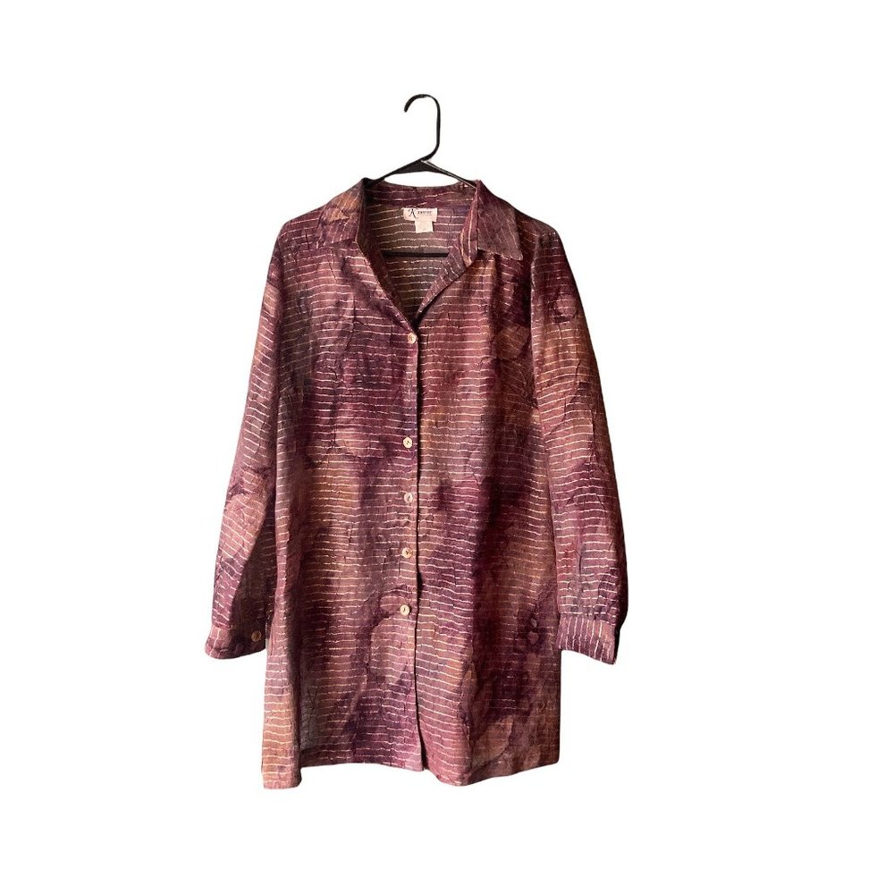 Medium | Petite | Vintage 90's Semi Sheer Plum & gold blouse